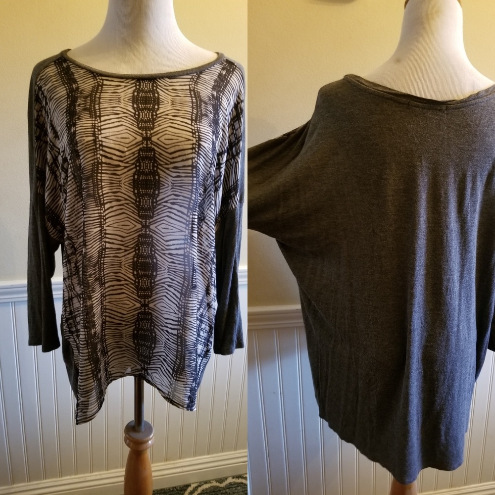 Sheer 3/4 sleeve top